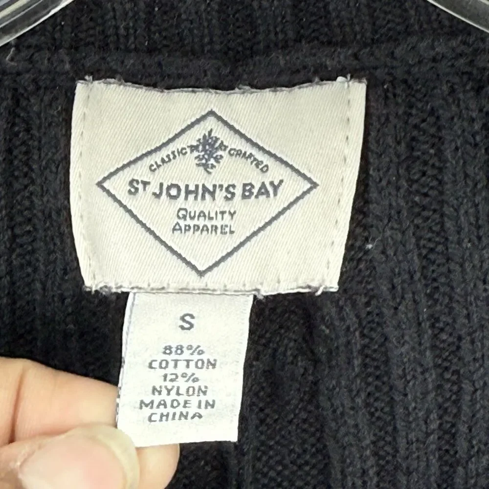 St John's Bay Women's Long Sleeve Cable Knit Sweater Size Small Black